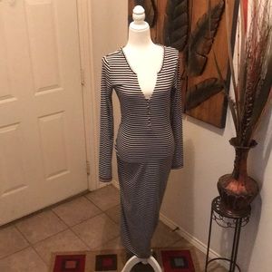 Free People L/S Striped Fitted Dress